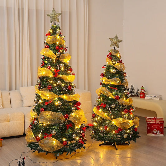 Foldable Telescopic Floor-Standing Green Velvet c Tree With Warm Lights For Holiday Decorations