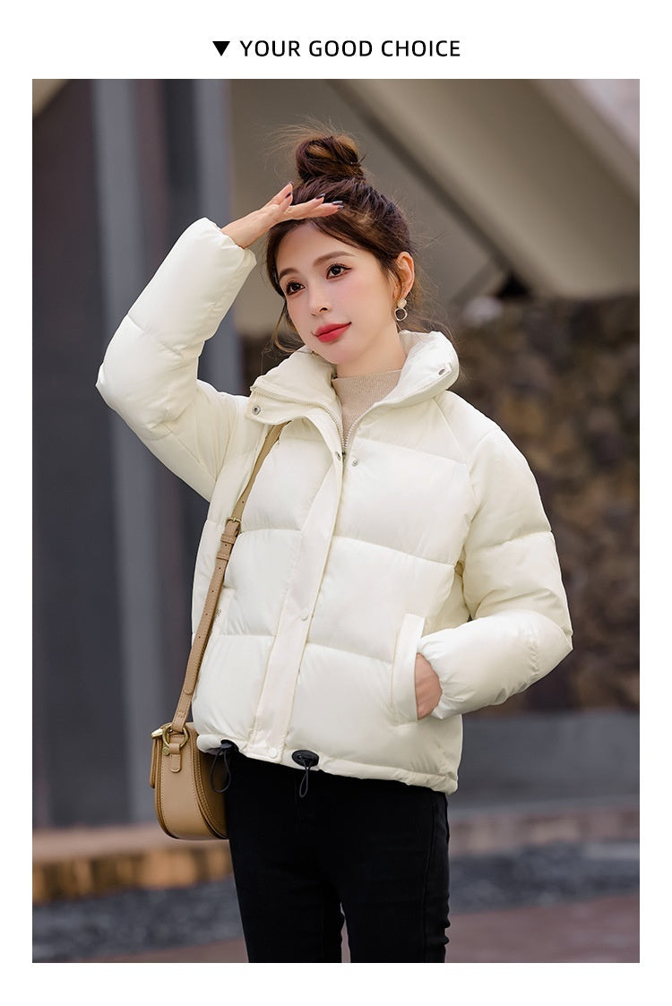Women's Winter Cotton Down Jacket – Short Style with Stand Collar