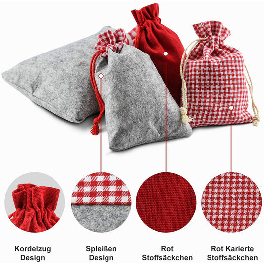 24stk Christmas Advent Calendar Drawstring Bags, Burlap Fabric Countdown Gift Pouches With Tags, Numbers & Twine, Festive DIY Xmas Decor Candy & Toy Holders, Nummeriert Von 1 Bis 24, Jeden Tag Den Spa