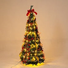 Foldable Telescopic Floor-Standing Green Velvet c Tree With Warm Lights For Holiday Decorations