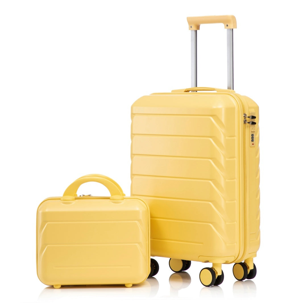 14  20 2 Pcs  Set In ABS Spinner Wheel Luggage, With Combination Lock,14 Cosmetic Case