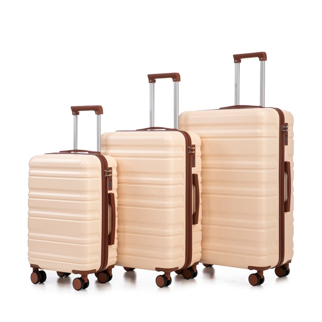 HIFINE TOURIST 20   24  28 3 Pcs   Set In ABS Spinner Wheel Luggage, Carry On Suitcase, Matching Color   Combination Loc
