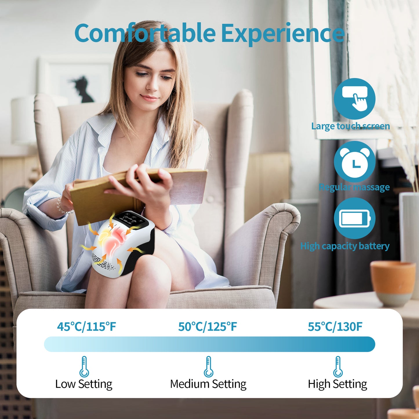 Electric Heated Kneading Knee Massager – Rechargeable (Home Use)
