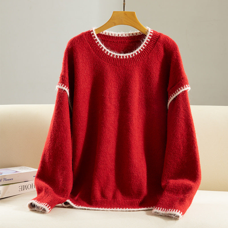 Base Layer Color-block Stylish Youthful Versatile Sweater