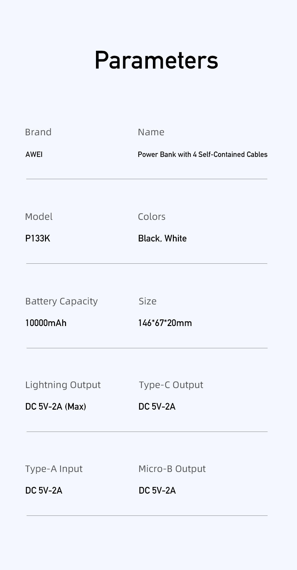 AWEI Built-in Multi-Output Power Bank