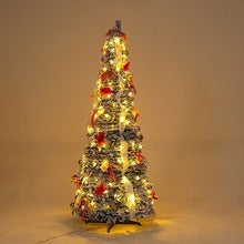 Foldable Telescopic Floor-Standing Green Velvet c Tree With Warm Lights For Holiday Decorations