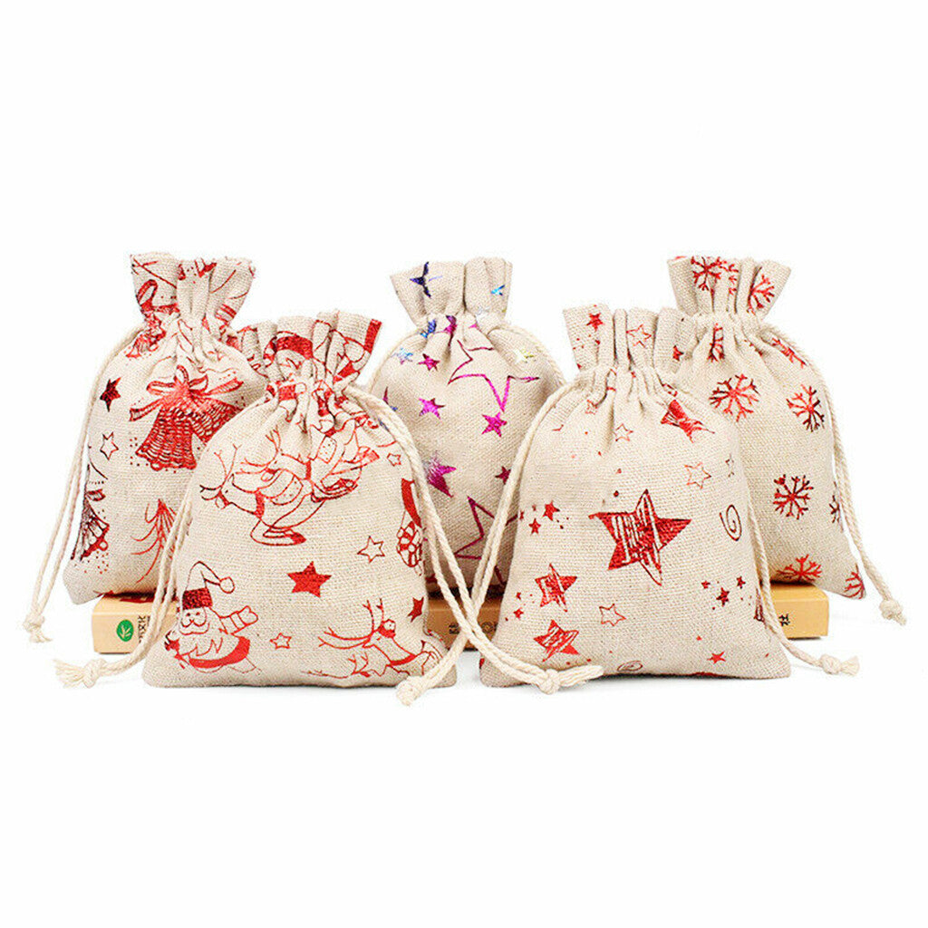 24 Stk Weihnachts-Advent-Kalender-Nummer-Taschen Weihnachts-Geschenk-Burlap-Ziehstring-Taschen DIY-Zahldown-Advent-Kalender-Set Mit Seil Und Klippen Fur Weihnachts-Haus-Dekorationen-Geschenk
