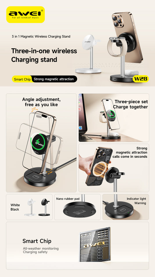 AWEI 3-in-1 Multi-function Wireless Charger