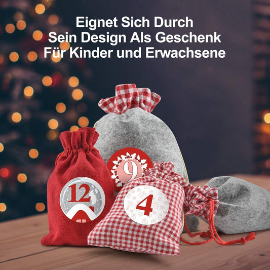 24stk Christmas Advent Calendar Drawstring Bags, Burlap Fabric Countdown Gift Pouches With Tags, Numbers & Twine, Festive DIY Xmas Decor Candy & Toy Holders, Nummeriert Von 1 Bis 24, Jeden Tag Den Spa