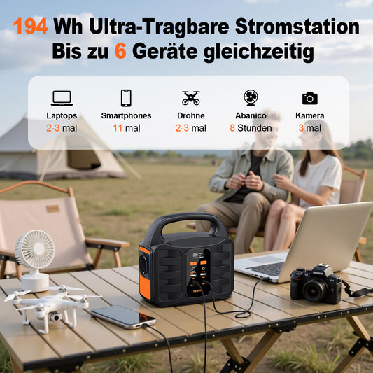 Power Station 194Wh, SBAOH Solar Generator With AC Outlet, 194Wh 52500mAh Lithium Battery Bank For Camping, Outdoor Travel, Home Emergency Backup Power Supply