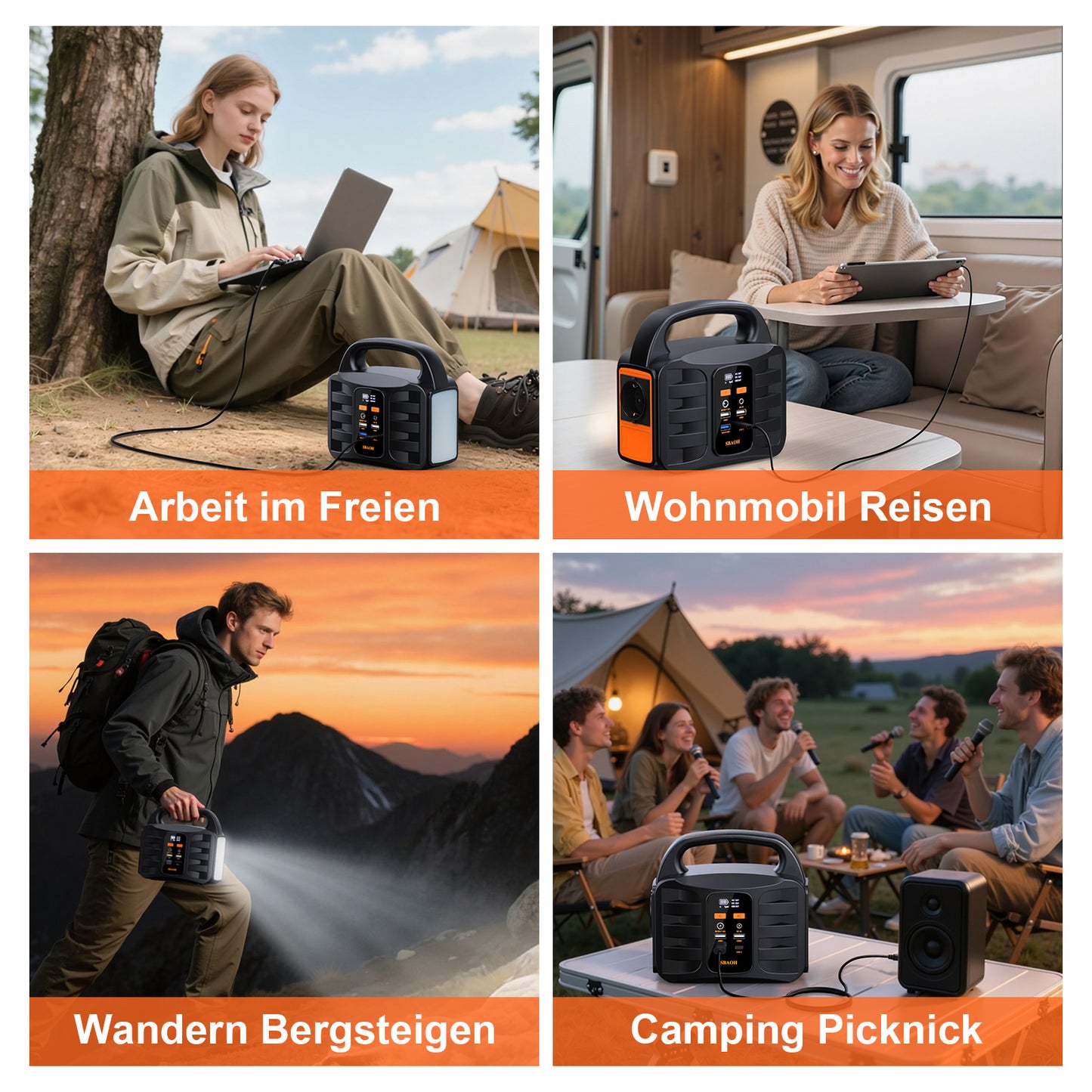Power Station 194Wh, SBAOH Solar Generator With AC Outlet, 194Wh 52500mAh Lithium Battery Bank For Camping, Outdoor Travel, Home Emergency Backup Power Supply