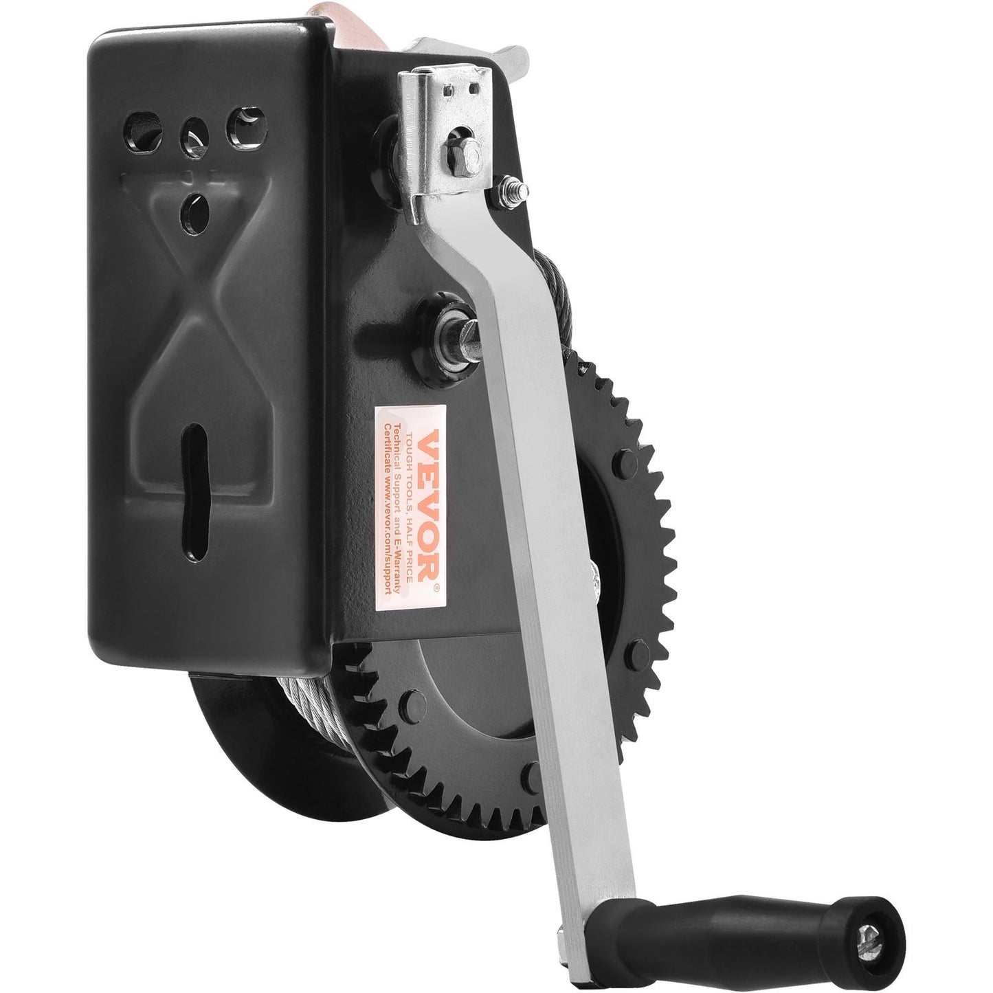 Hand Winch, 1587.6 Kg Pulling Capacity, Boat Trailer Winch Heavy Duty Rope Crank With 1005.8 Cm Steel Wire Cable And Two-Way Ratchet, Manual Operated Hand Crank Winch For Trailer, Boat Or ATV Towing