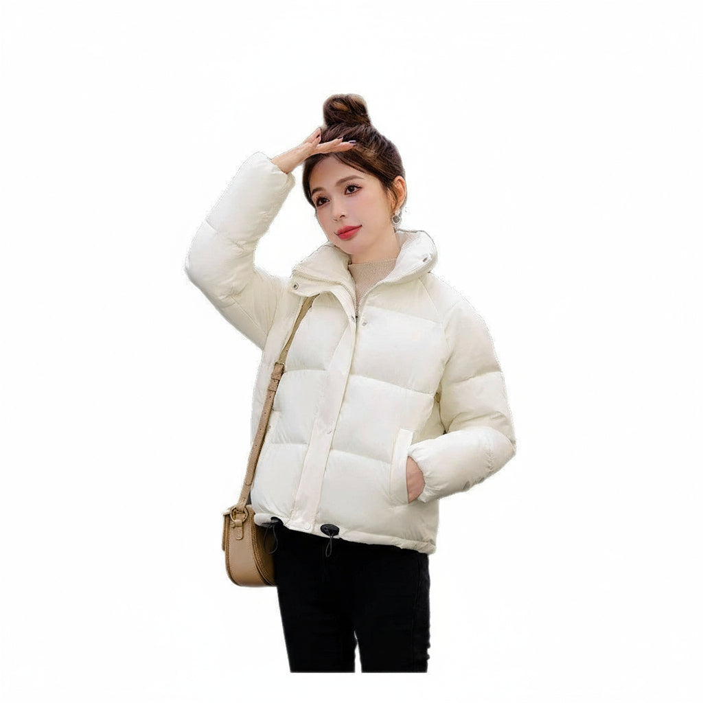 Women's Winter Cotton Down Jacket – Short Style with Stand Collar