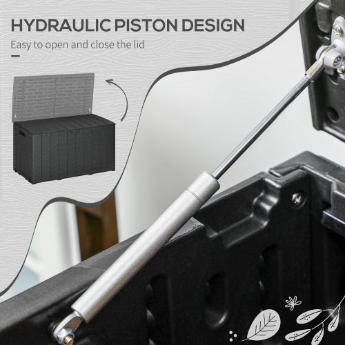 Outsunny 336 Liter Garden Storage Box, Water-resistant Heavy Duty Double Wall Plastic Container, Extra Large Outdoor Garden Furniture Organizer, Deck Cushion Chest With Wheels And Handles, Black