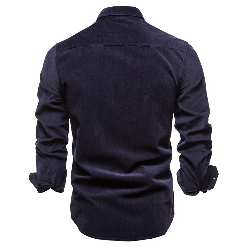 Men’s Long Sleeve Linen Shirt – Casual College Style Blue Top