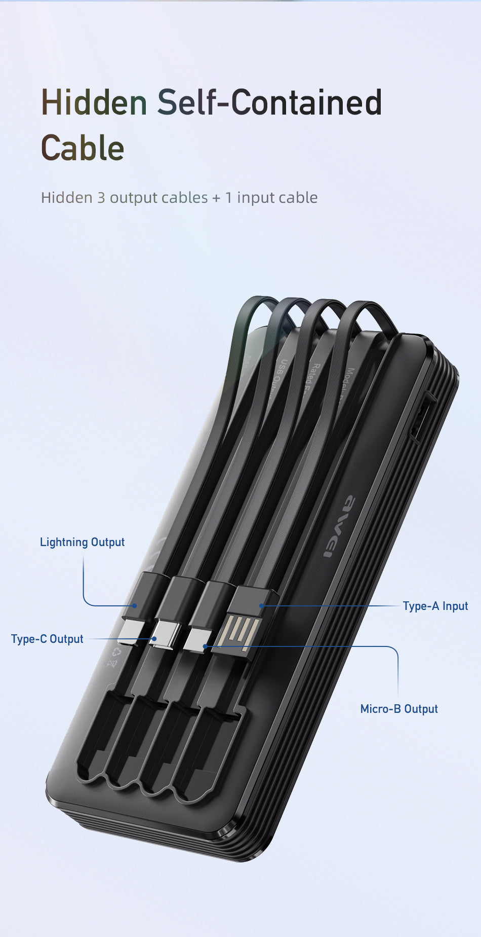 AWEI Built-in Multi-Output Power Bank 