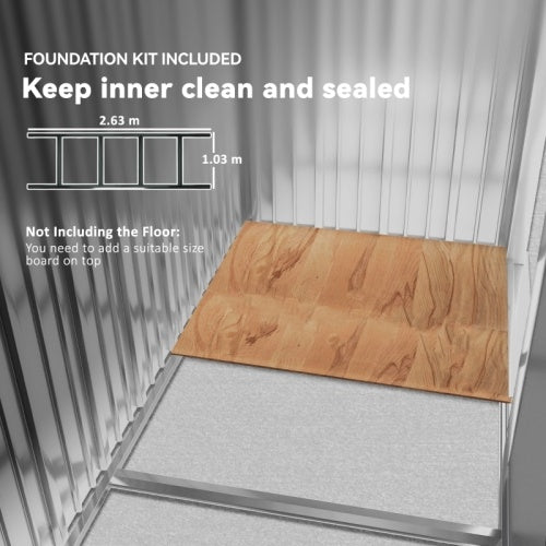 Outsunny 9 x 6ft Metal Bicycle Shed, Outdoor Storage Tool House with Ventilation Slots, Foundation Kit and Lockable Double Doors, Dark Gray