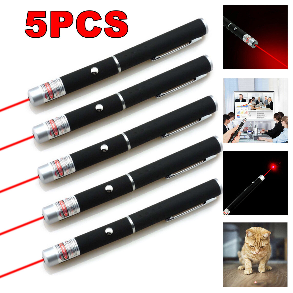 650nm Red Laser Pointer Pen Light Visible Single Beam AAA Lazer Torch 5PCS 9900 Miles Mini Small Teaching Pen Light Pet Toys