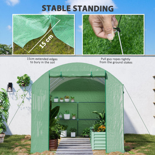 Outsunny 9.8 X 6.6ft Walk-In Polytunnel Greenhouse - Green
