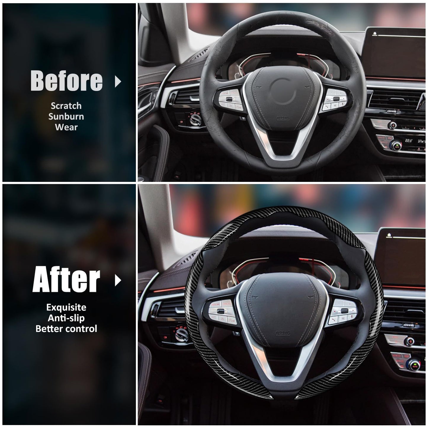 7-Car Steering Wheel Cover-Black