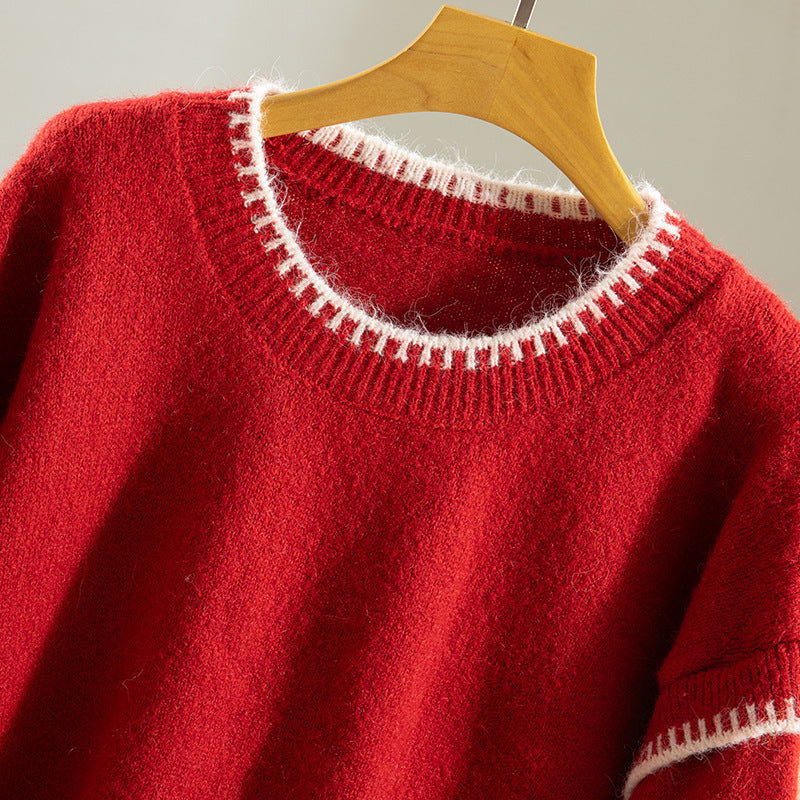 Base Layer Color-block Stylish Youthful Versatile Sweater