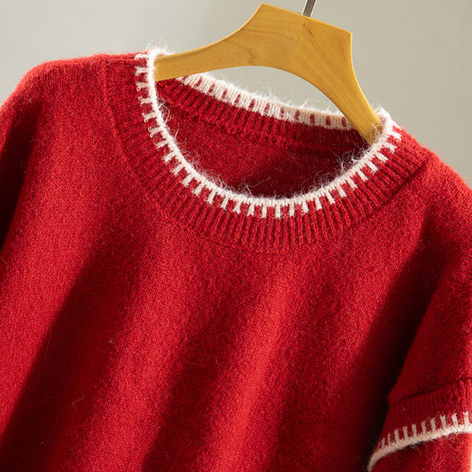 Base Layer Color-block Stylish Youthful Versatile Sweater