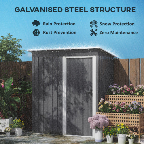 Outsunny 5 X 3ft Garden Storage Shed With Sliding Door And Sloped Roof Outdoor Equipment Tool, Light Gray