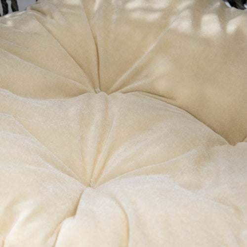 PawHut Rattan Elevated Cat Bed House Kitten Basket Ball Shaped Pet Furniture W Removable Cushion - Silver-Tone And Gray