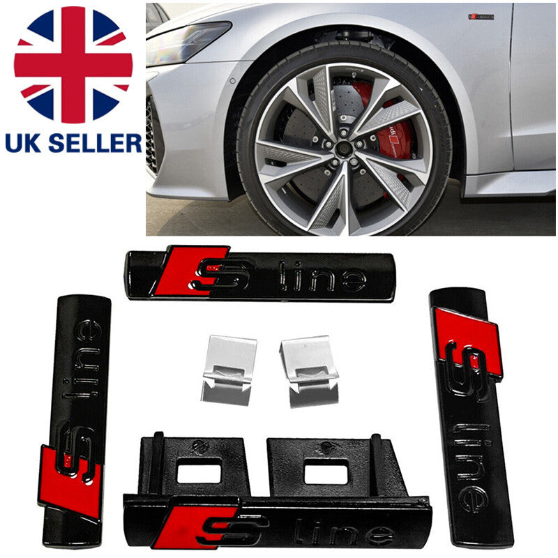 Gloss Black S Line Badge Emblem 1 Grill 3 Stickers For A3 A4 A5 A6 A8 TT Q7