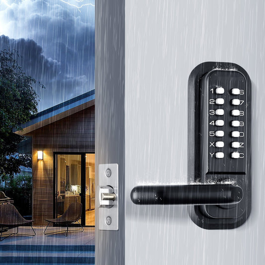 Mechanical Keyless Door Lock – 14-Digit Keypad, Dual-Sided Outdoor Lock, Automatic Security