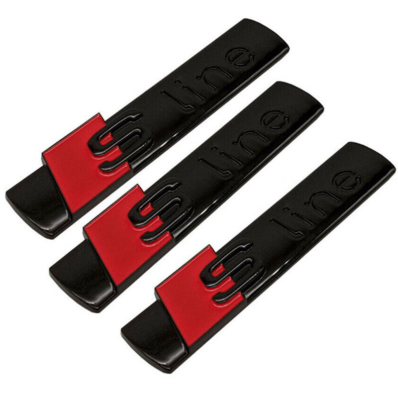 Gloss Black S Line Badge Emblem 1 Grill 3 Stickers For A3 A4 A5 A6 A8 TT Q7
