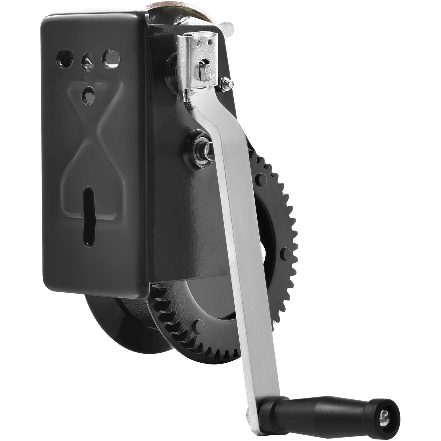 Hand Winch, 1587.6 Kg Pulling Capacity, Boat Trailer Winch Heavy Duty Rope Crank With 1005.8 Cm Polyester Strap And Two-Way Ratchet, Manual Operated Hand Crank Winch For Trailer, Boat Or ATV Towing