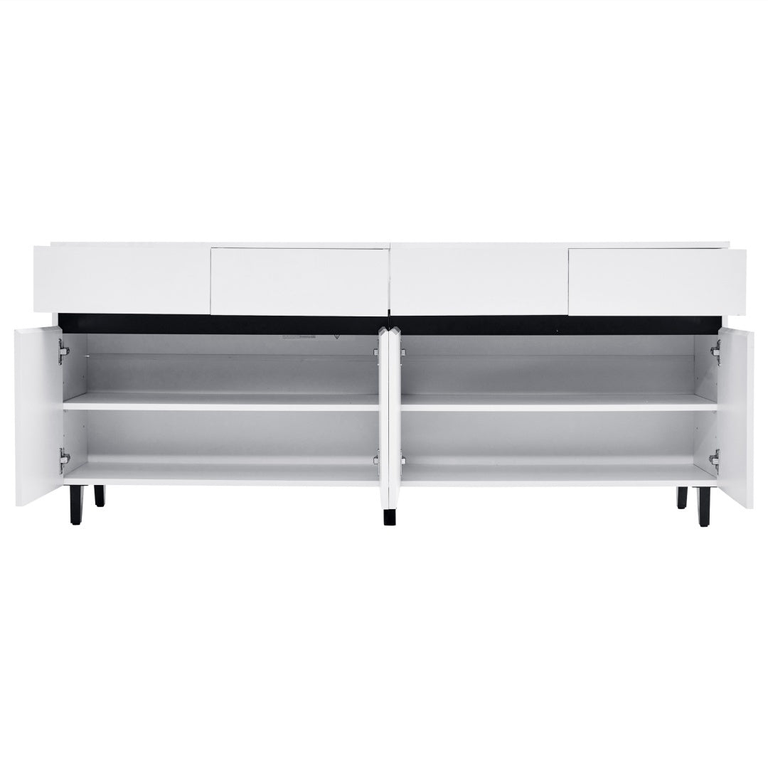 Modern White Sideboard Cabinet with 4 Drawers &amp; 4 Doors – 160x40x68cm