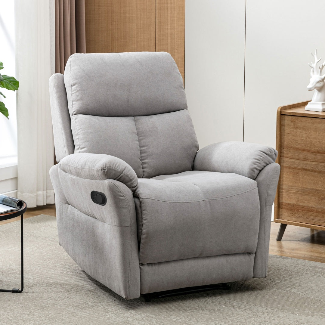 Recliner Armchair for the Elderly – Soft Fabric Chair with Side Pockets, Adjustable Backrest