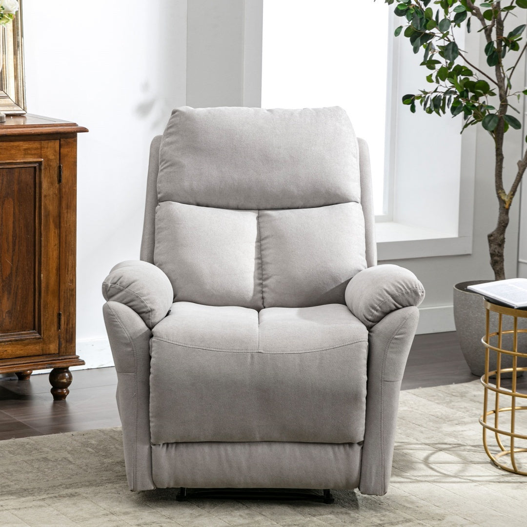 Recliner Armchair for the Elderly – Soft Fabric Chair with Side Pockets, Adjustable Backrest