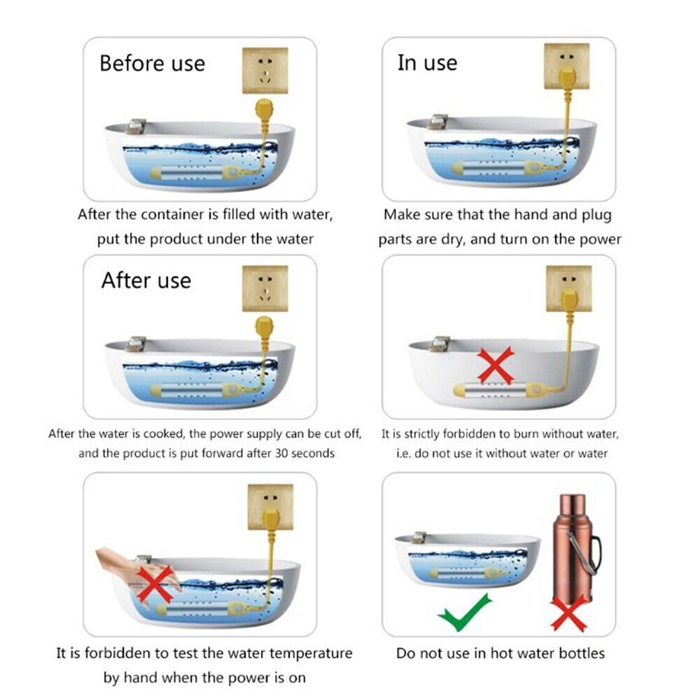 Wasser Heizung Heizstab Reiniger Tauchsieder Pool Badewanne Heizung  2000W 2500W