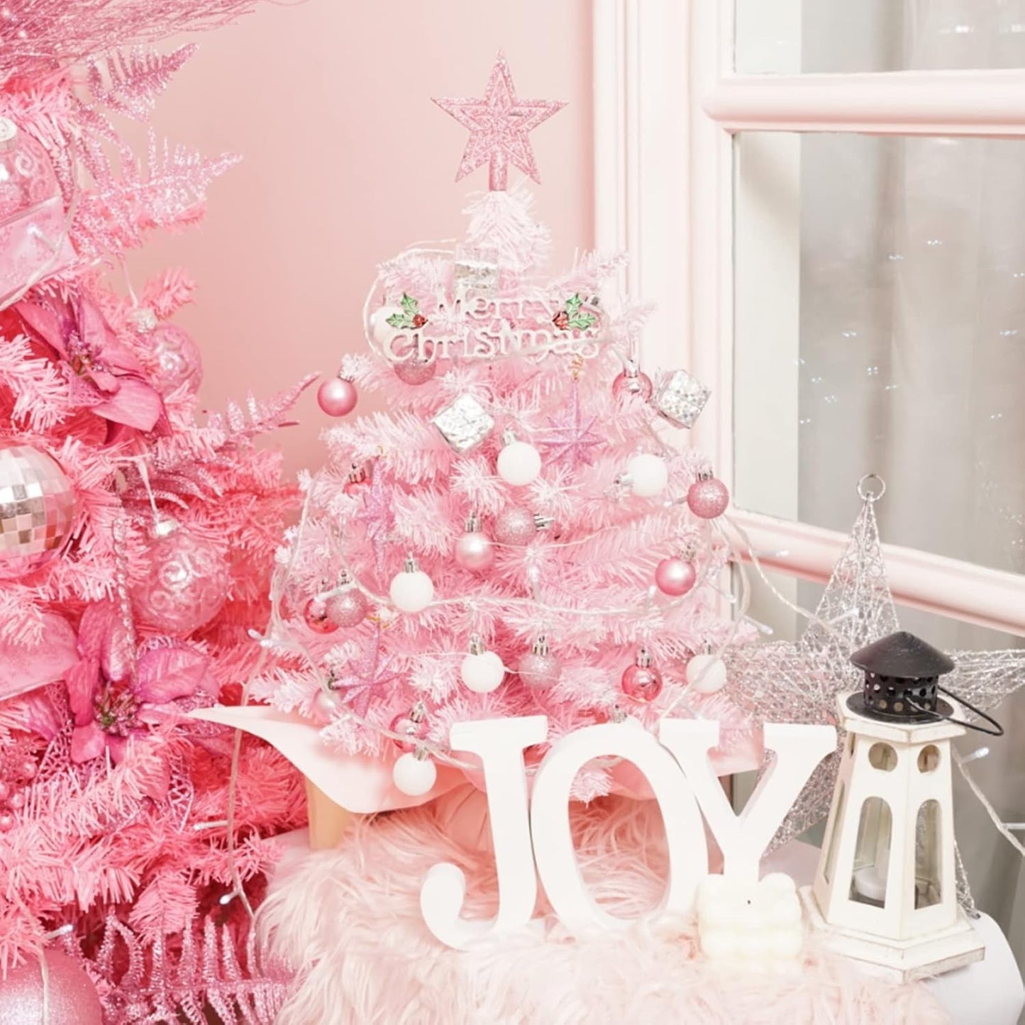 Artificial Small Mini Table Top Christmas Tree With LED Light Ornaments