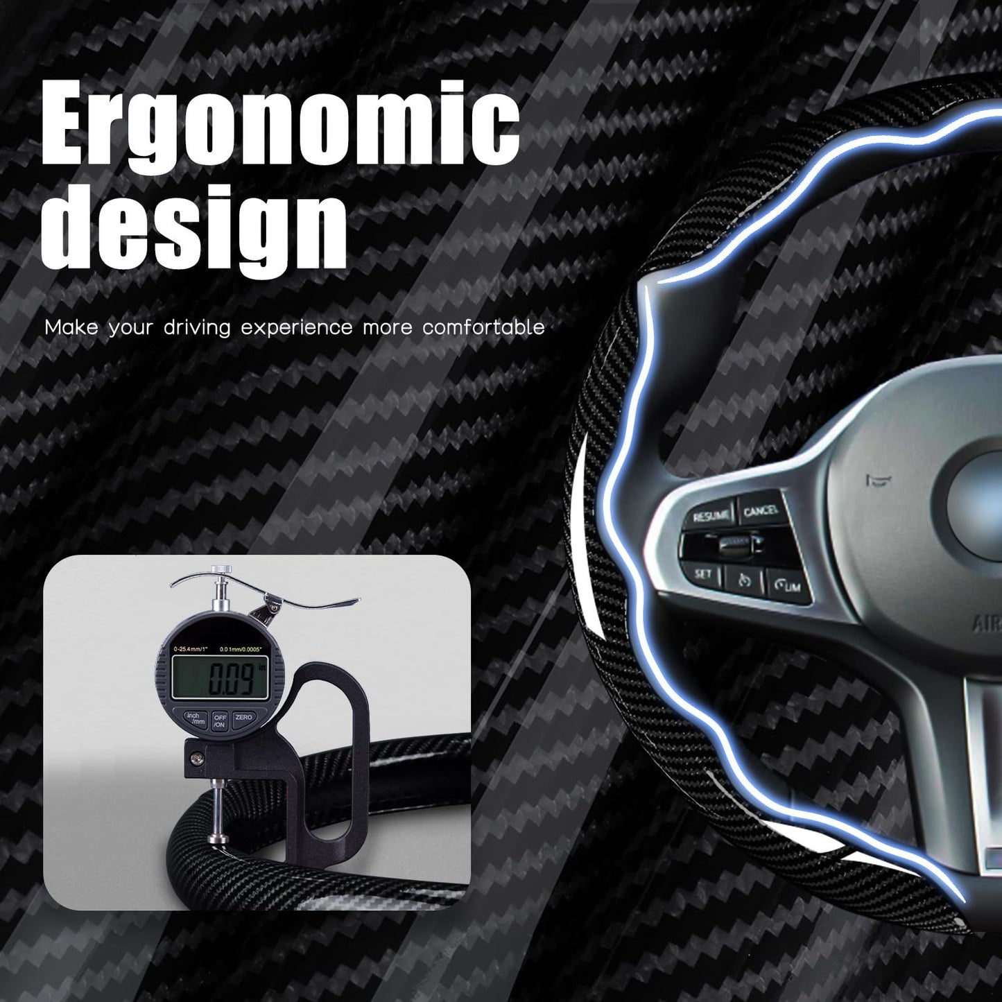 7-Car Steering Wheel Cover-Black