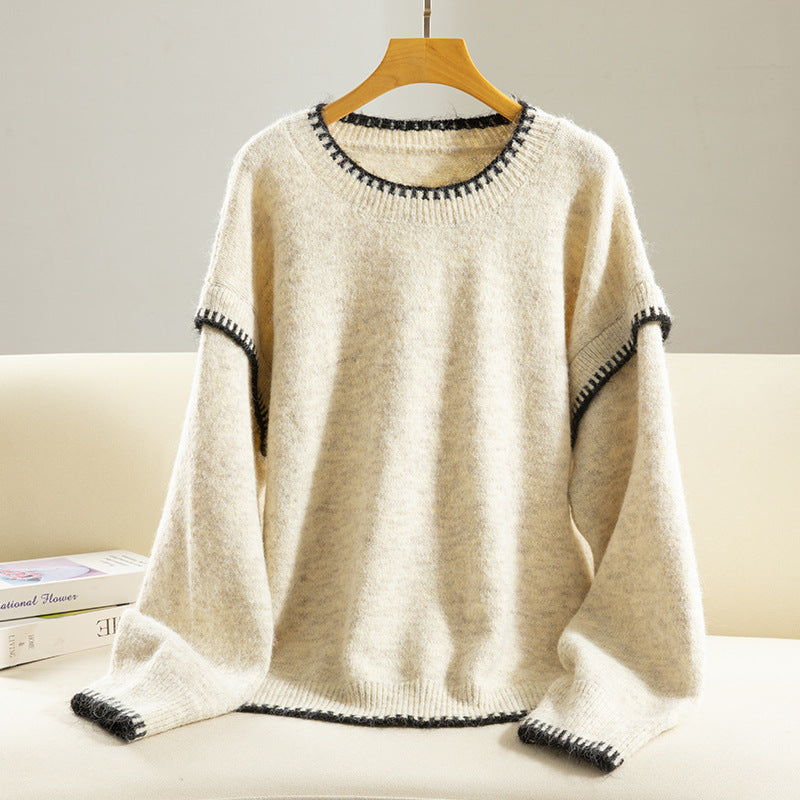 Base Layer Color-block Stylish Youthful Versatile Sweater