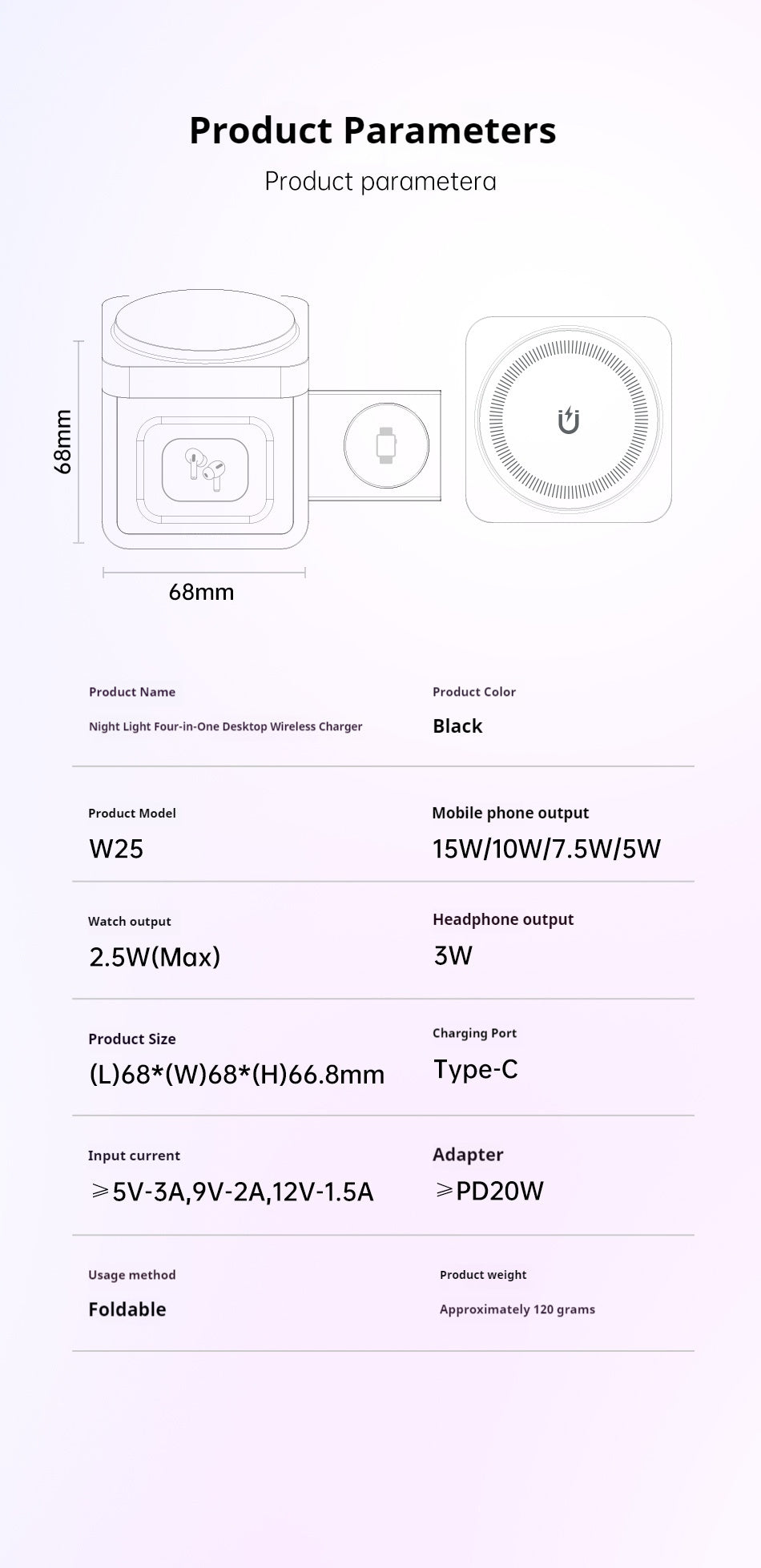 AWEI 3-in-1 Multi-function Wireless Charger 