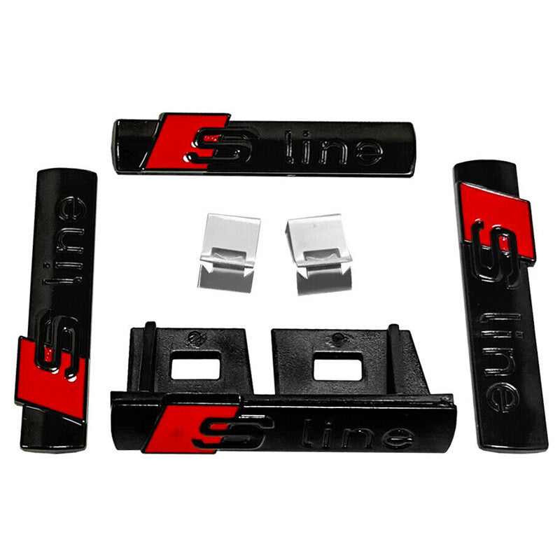 Gloss Black S Line Badge Emblem 1 Grill 3 Stickers For A3 A4 A5 A6 A8 TT Q7