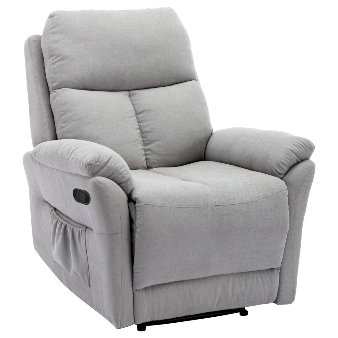 Recliner Armchair for the Elderly – Soft Fabric Chair with Side Pockets, Adjustable Backrest