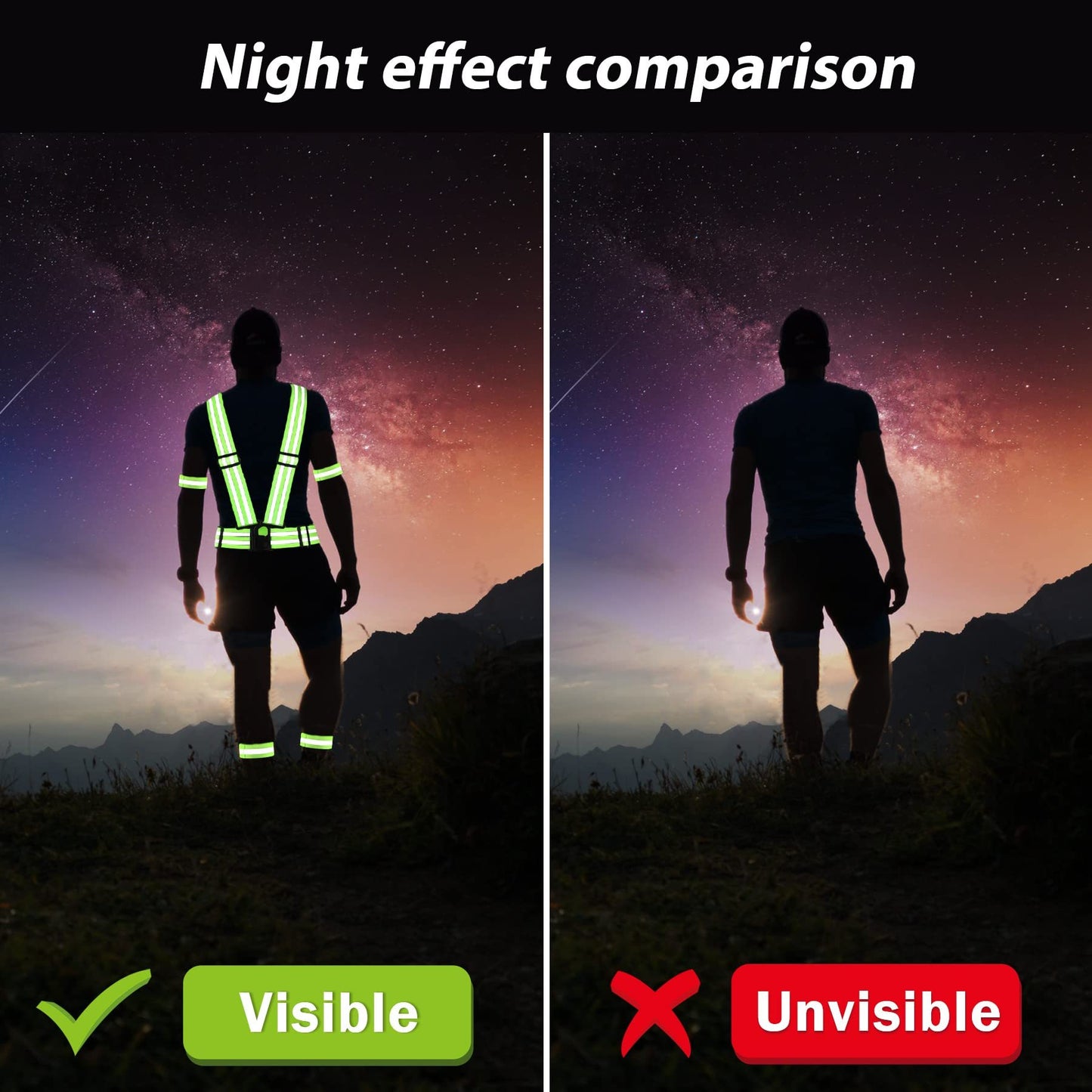 7-in-1 Reflective Vest Set, 2 Adjustable High Visibility Vests, 4 Reflective Wristbands And 1 Yellow Storage Bag For Jogging, Cycling And Hiking In The Dark,