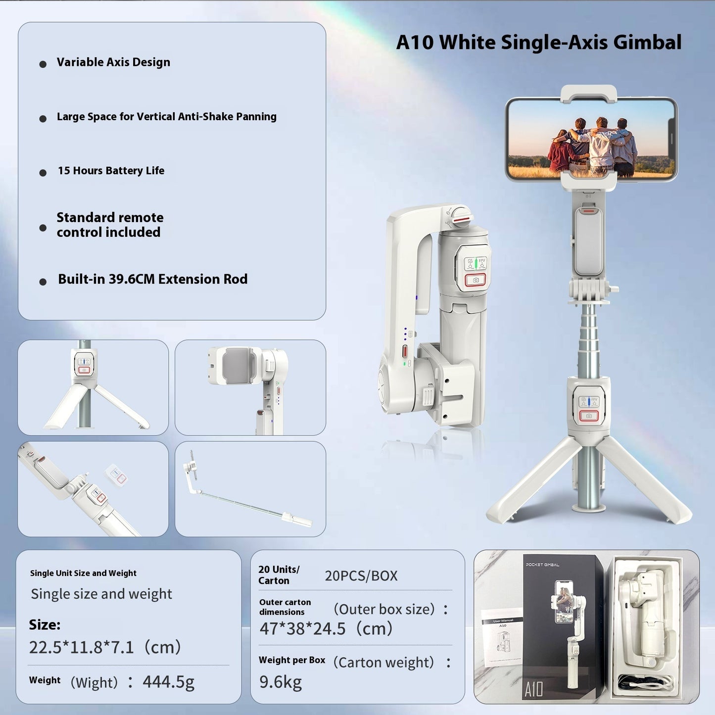 Multi-functional Selfie Stick Mobile Phone Holder Handheld Floor Tripod