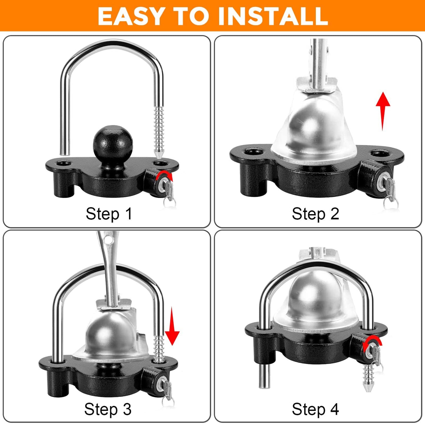 Black U-shaped Ball Cover Lock