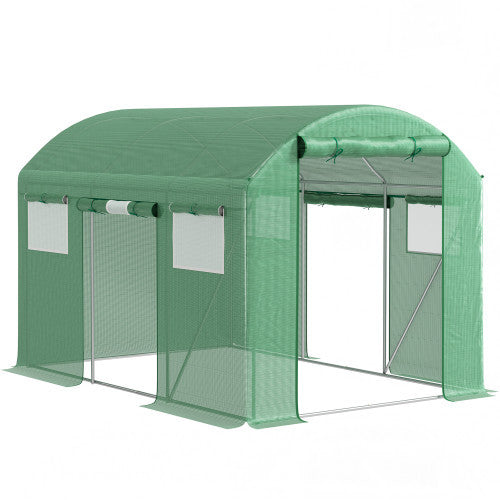 Outsunny 9.8 X 6.6ft Walk-In Polytunnel Greenhouse - Green