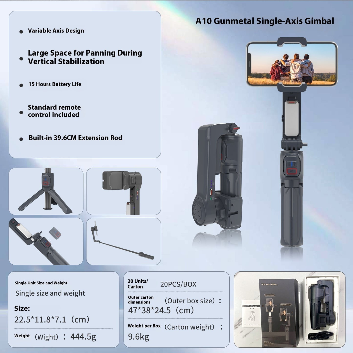 Multi-functional Selfie Stick Mobile Phone Holder Handheld Floor Tripod