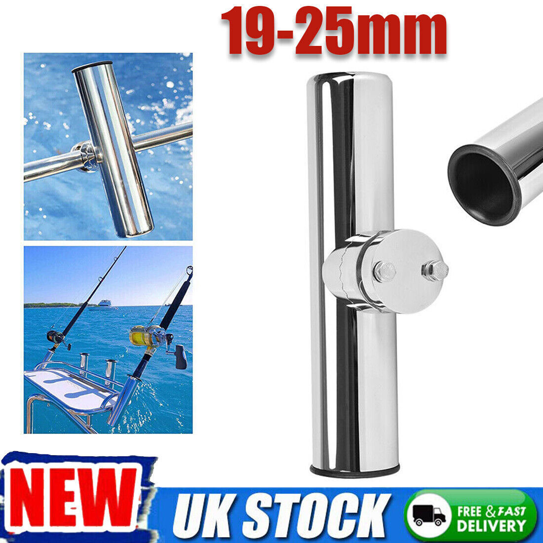 19-25mm Fishing Rod Holder Stainless Steel Rail Mount Rail For Marine Boat  UK