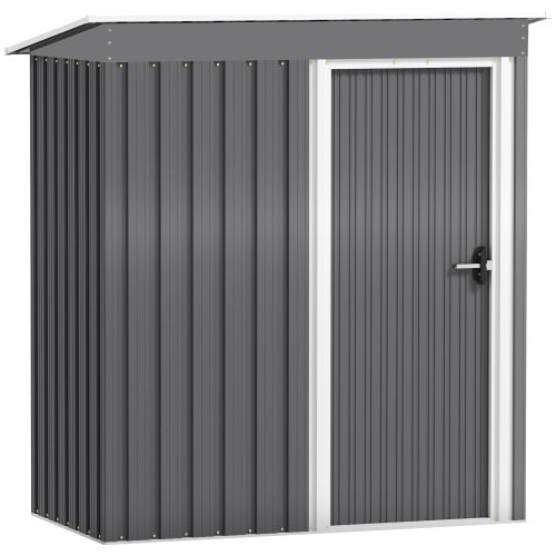 Outsunny 5 X 3ft Garden Storage Shed With Sliding Door And Sloped Roof Outdoor Equipment Tool, Light Gray