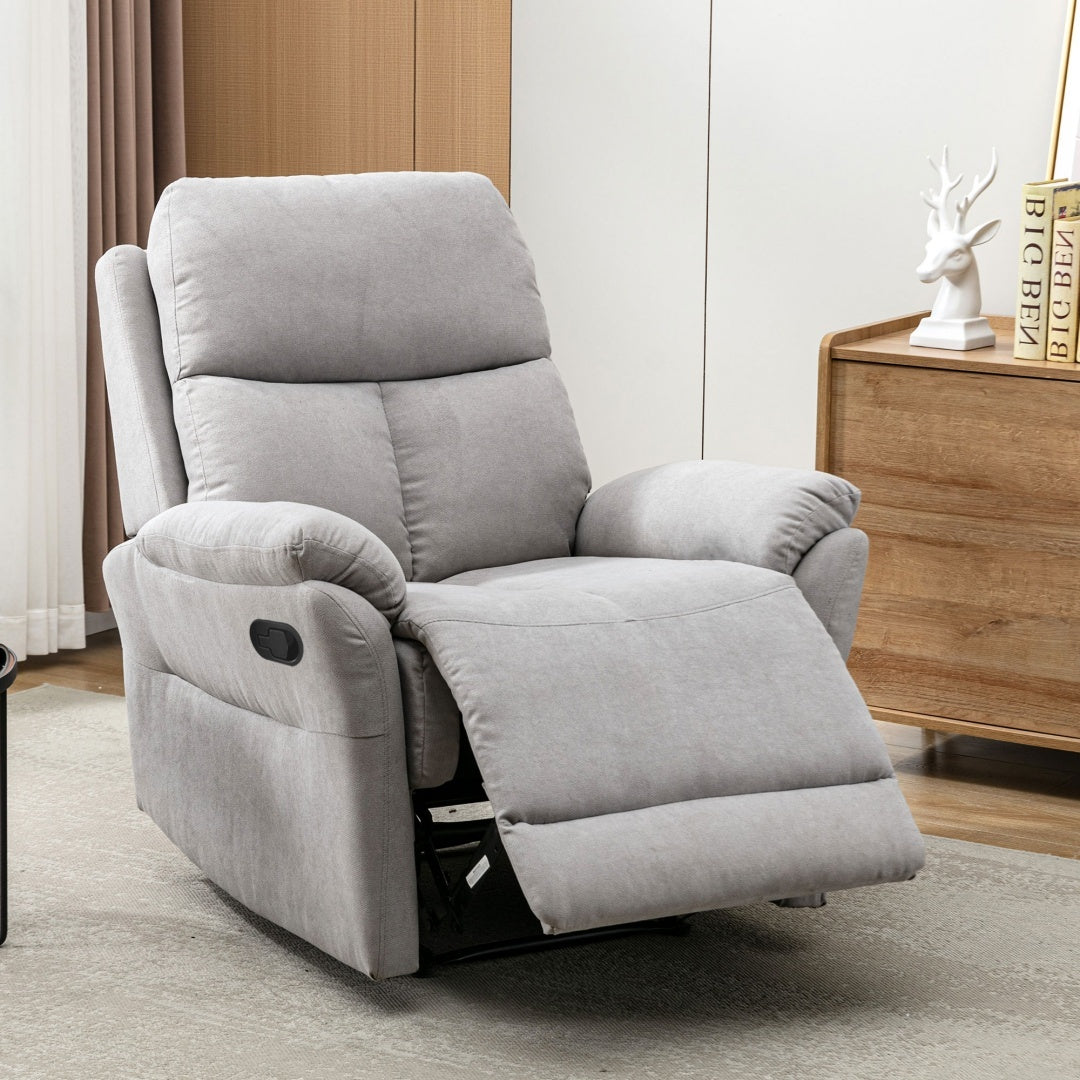 Recliner Armchair for the Elderly – Soft Fabric Chair with Side Pockets, Adjustable Backrest